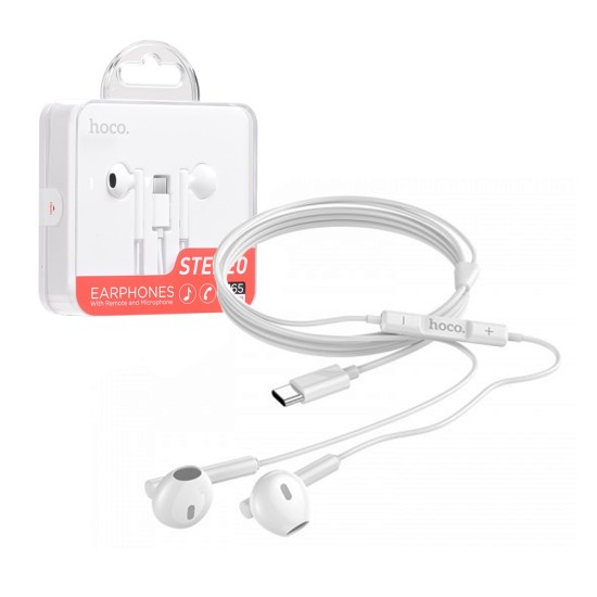 Hoco Wired Earphones M65 Special Sound Type C with Microphone 1.2m White